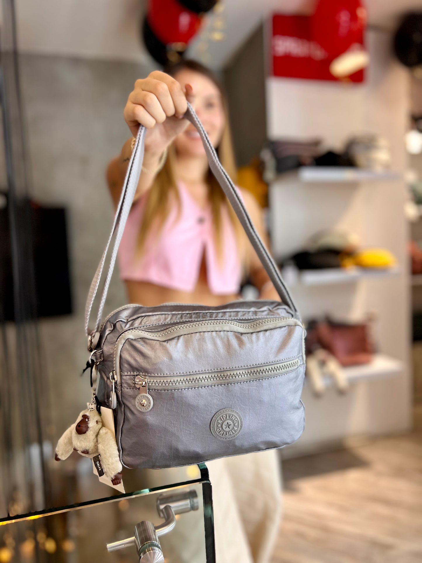 Bolso Manos Libres Plateado