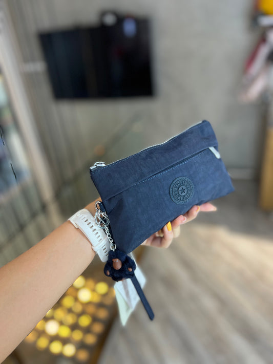 Cartuchera-Cosmetiquera Azul Cierre Gris