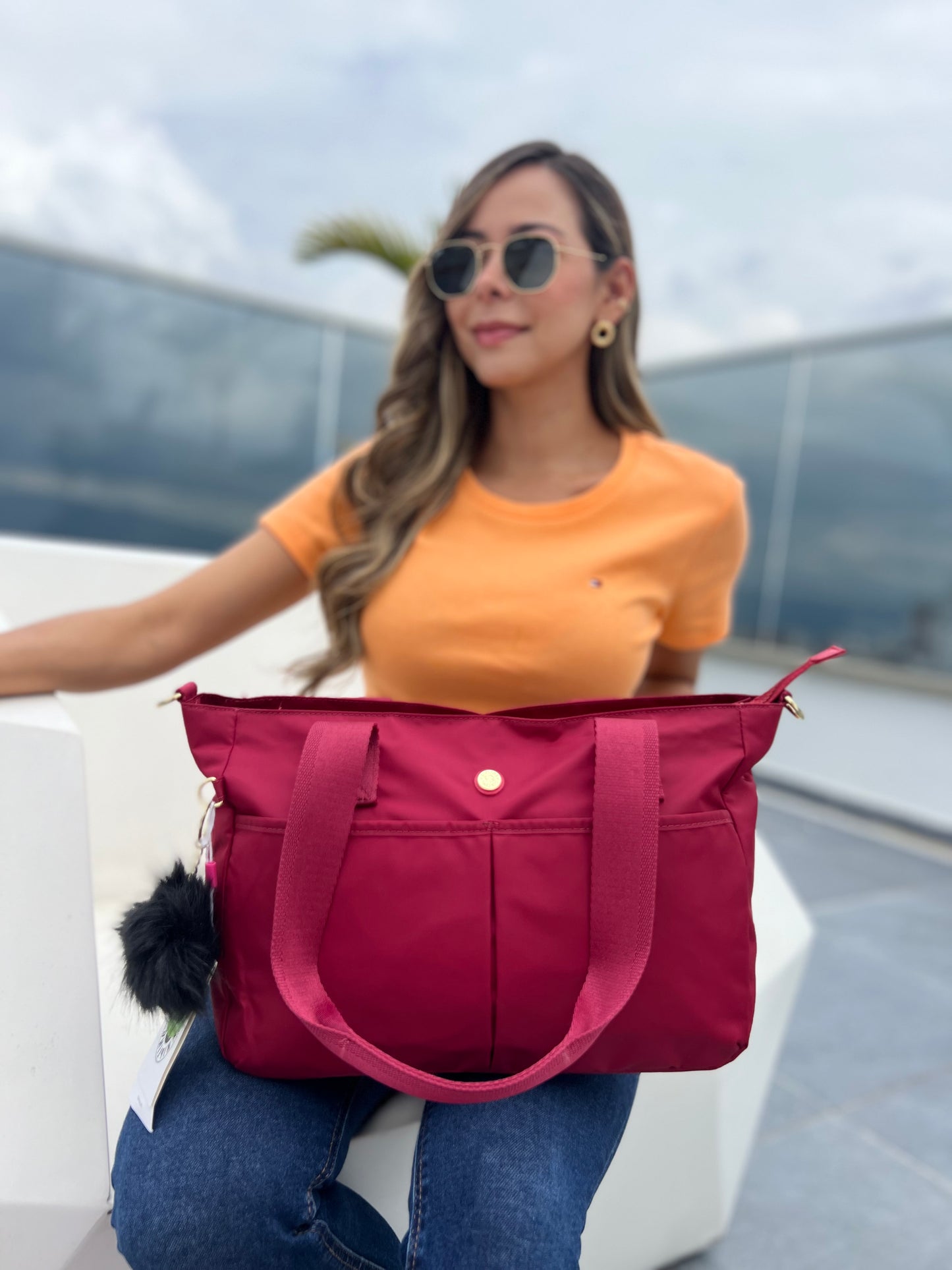 Bolso De Mano Vinotinto Lujo