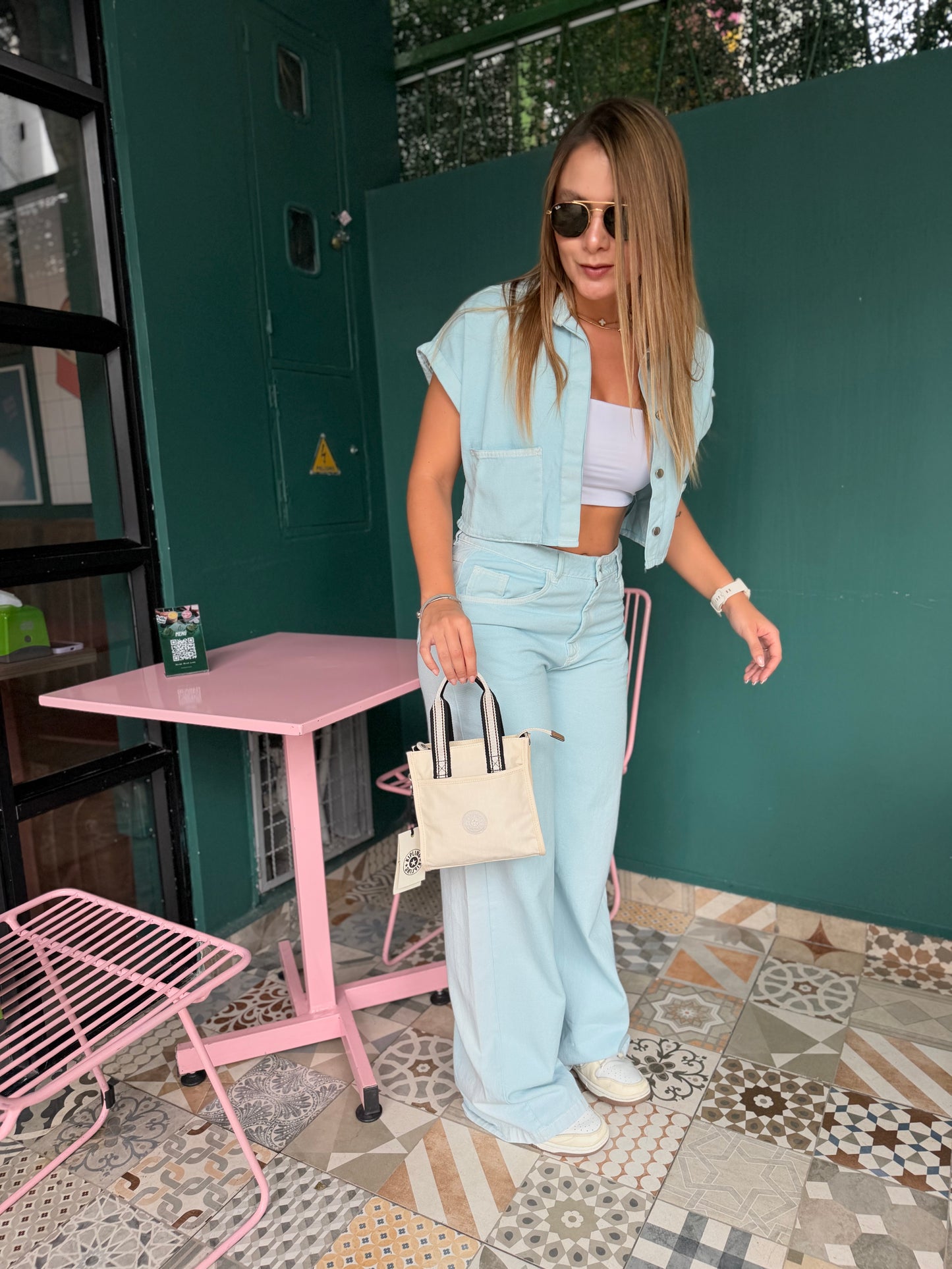 Bolso De Mano Crema