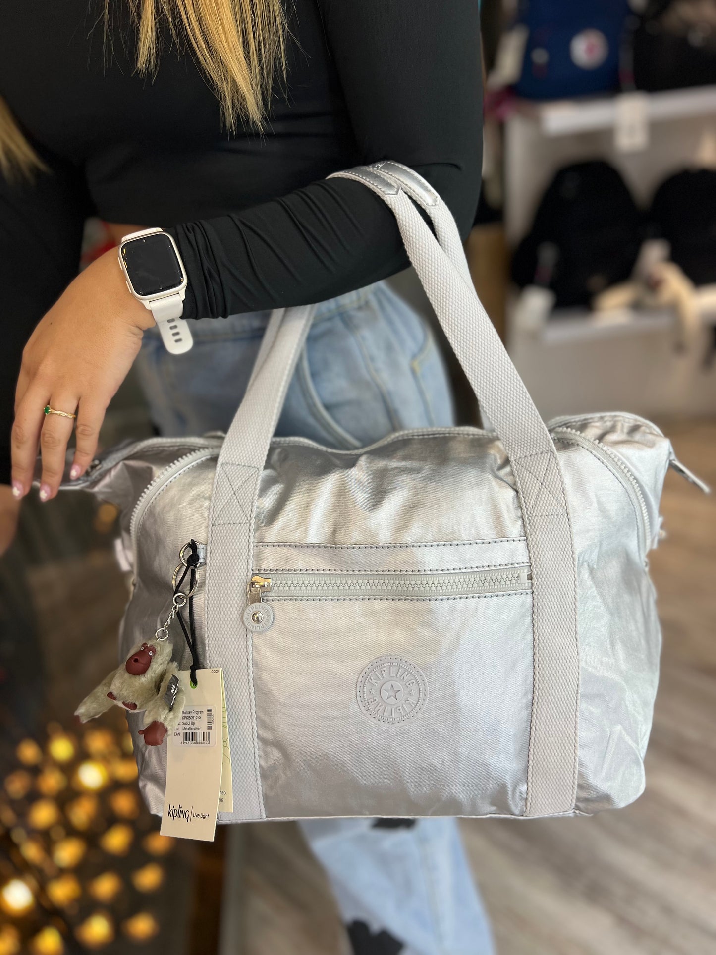 Bolso De Mano Plateado