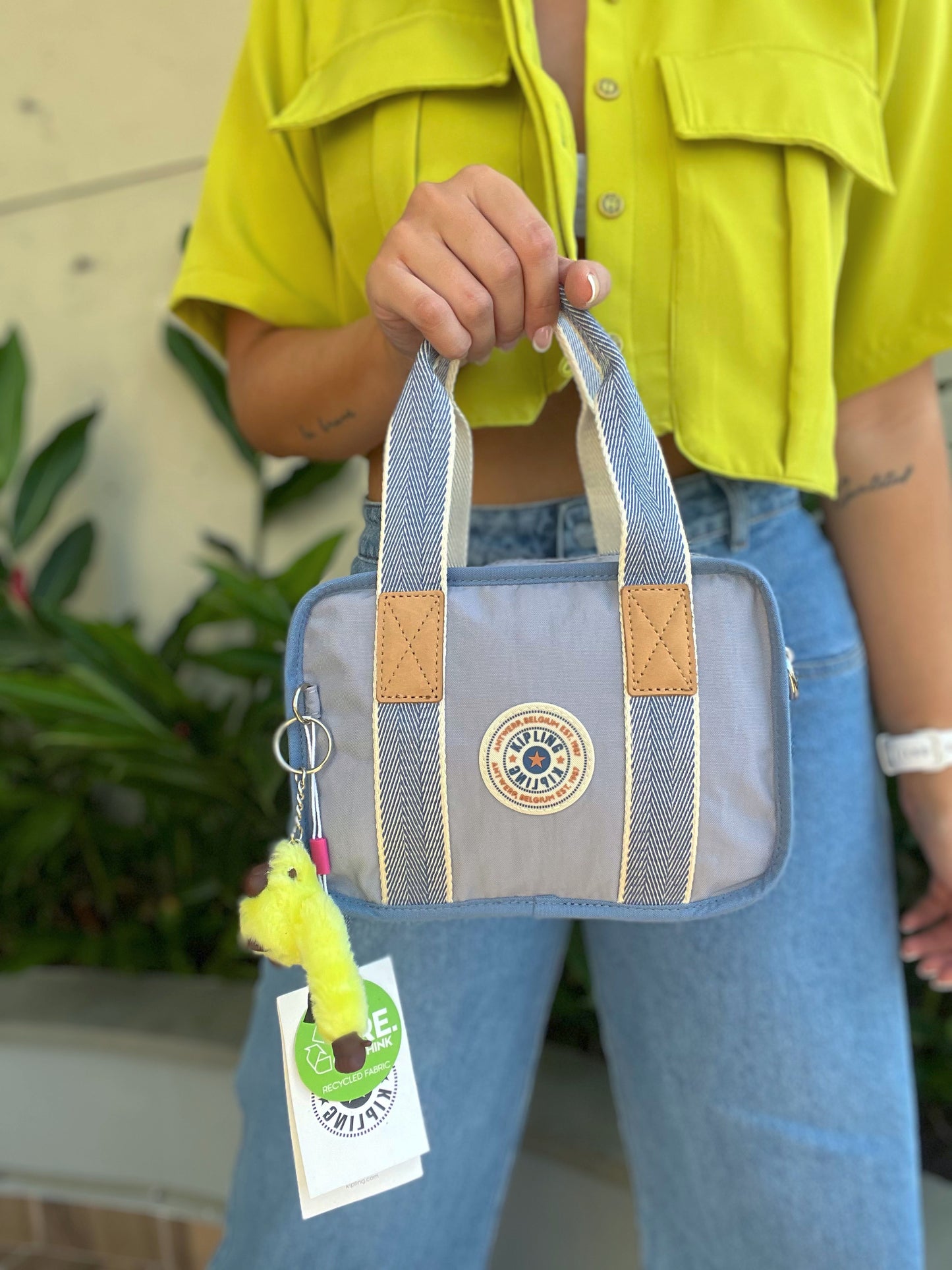 Bolso De Mano Mini Celeste Retro