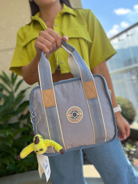 Bolso De Mano Celeste Retro