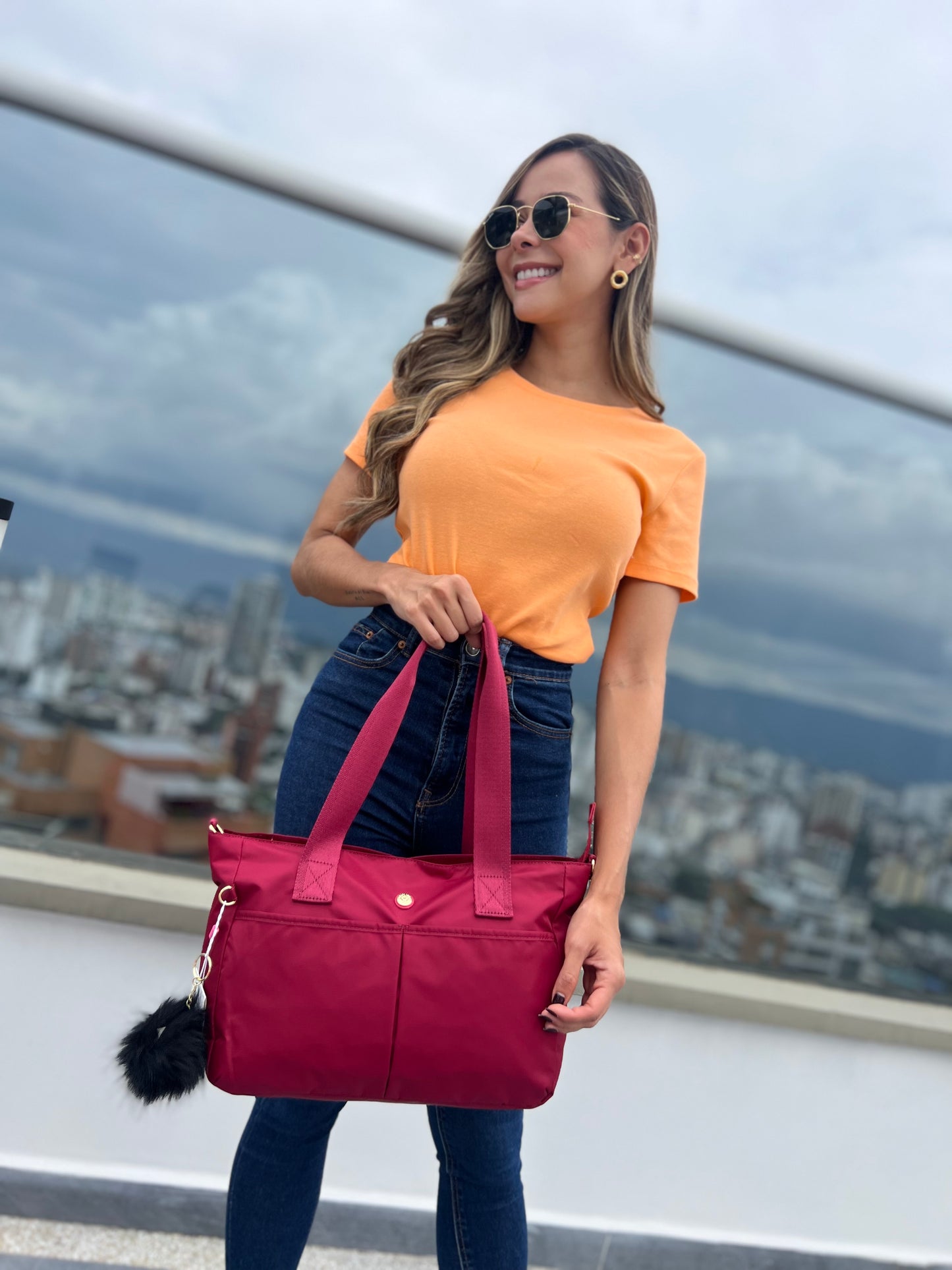 Bolso De Mano Vinotinto Lujo