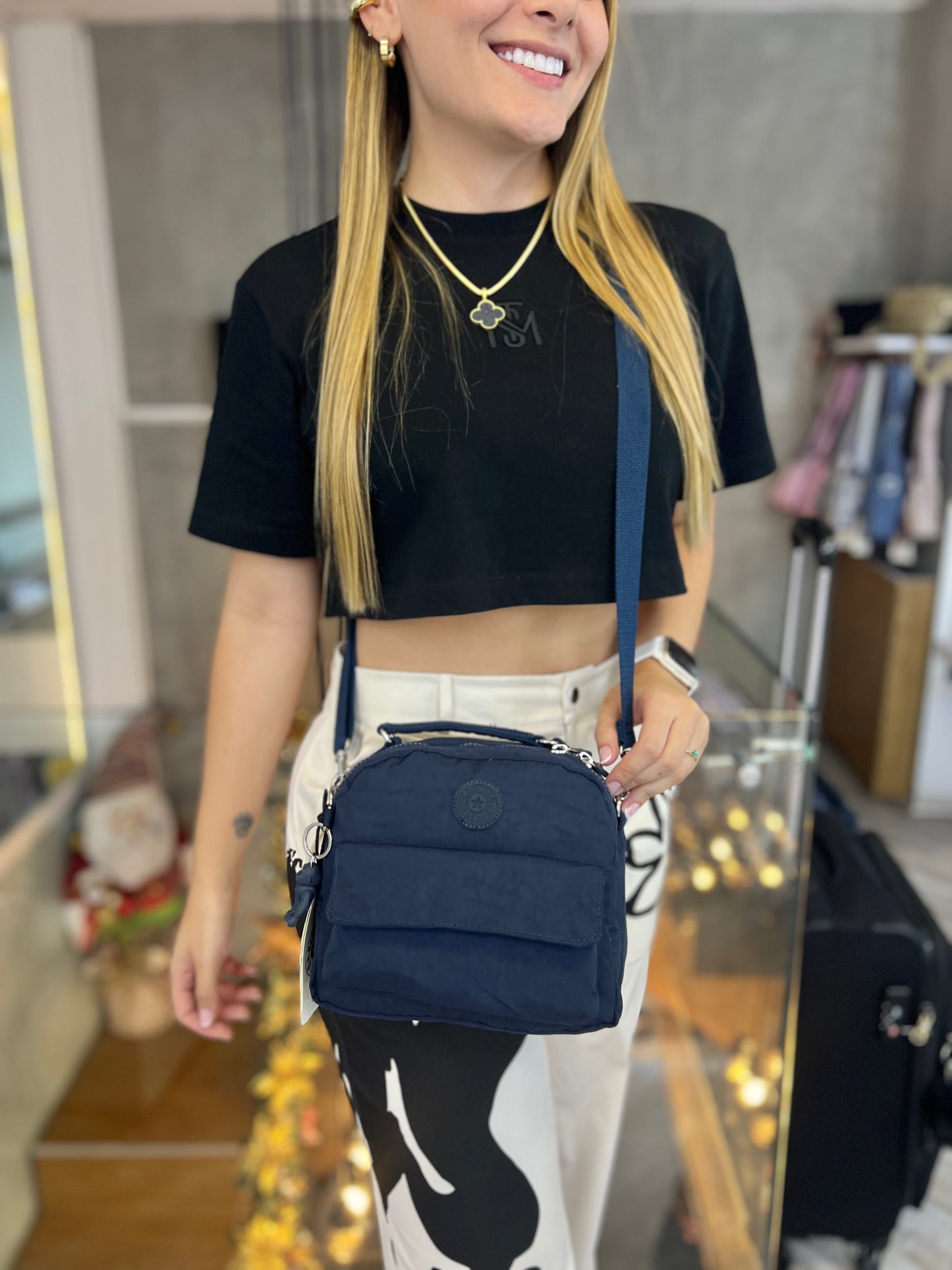 Bolso Triple Función Azul