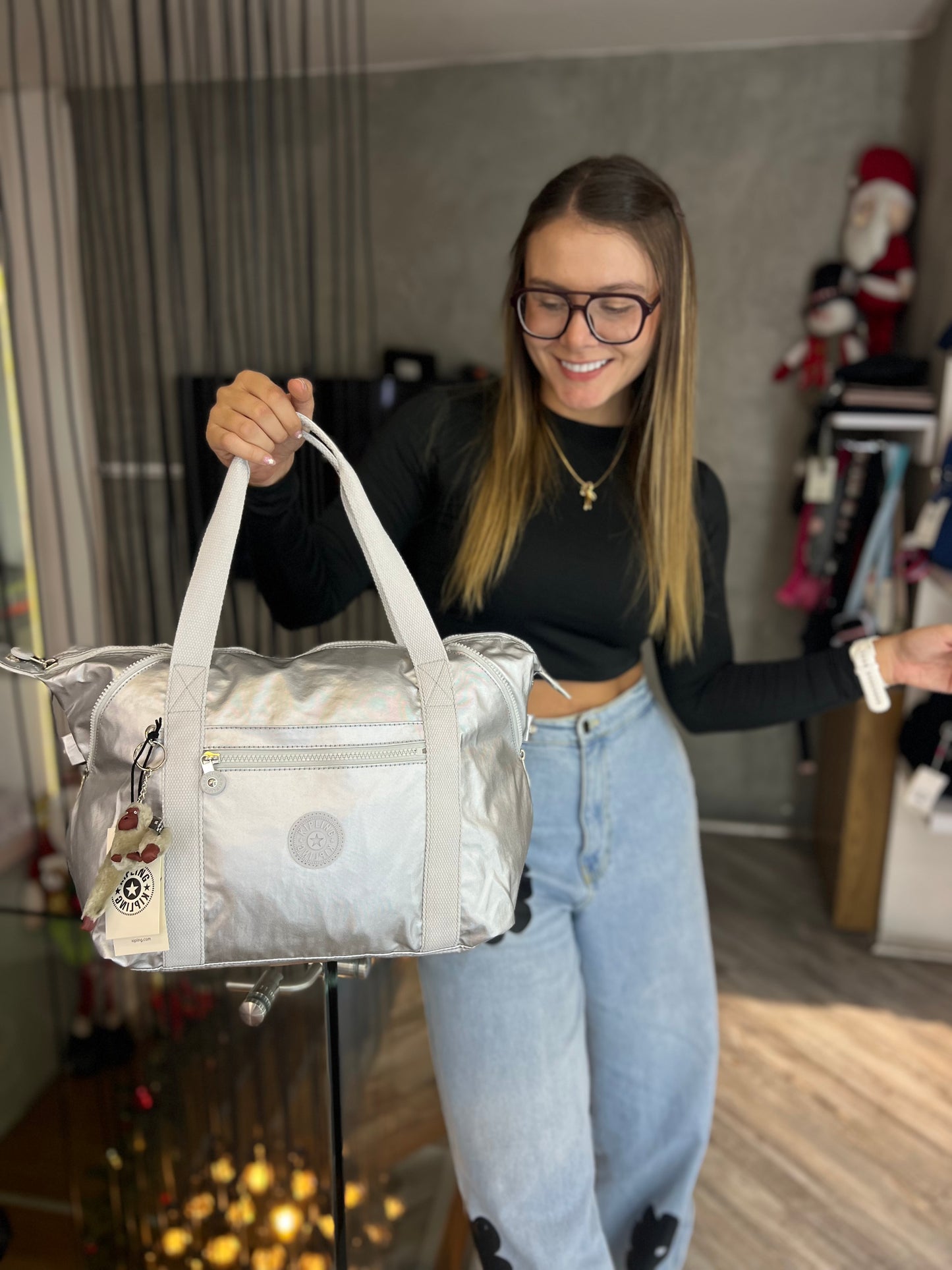 Bolso De Mano Plateado